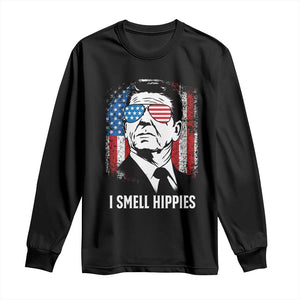 Ronald Reagan 4th of July America Flag Long Sleeve Shirt I Smell Hippies TS14 Black Print Your Wear