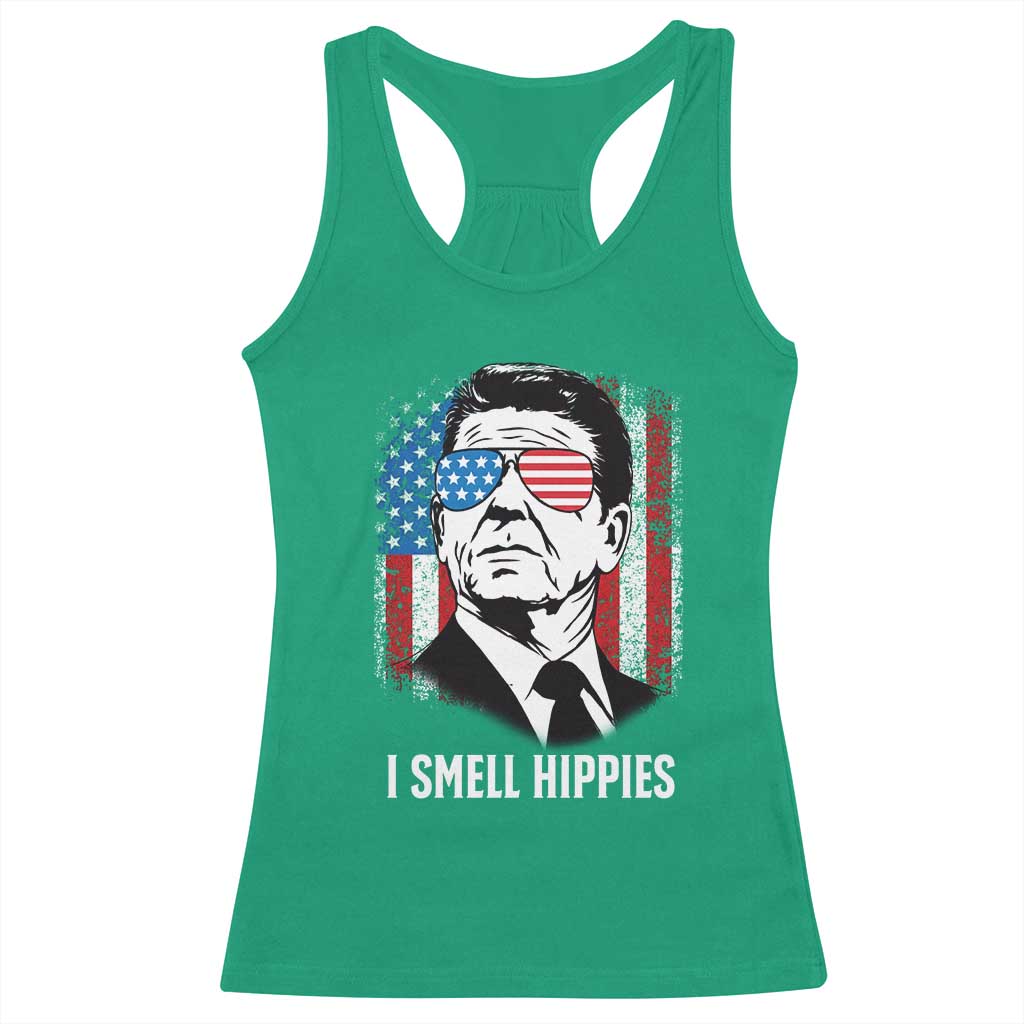 Ronald Reagan 4th of July America Flag Racerback Tank Top I Smell Hippies TS14 Irish Green Print Your Wear