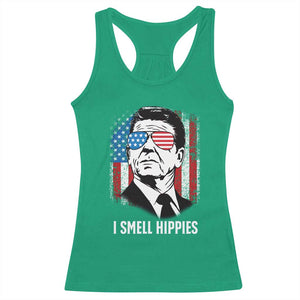 Ronald Reagan 4th of July America Flag Racerback Tank Top I Smell Hippies TS14 Irish Green Print Your Wear