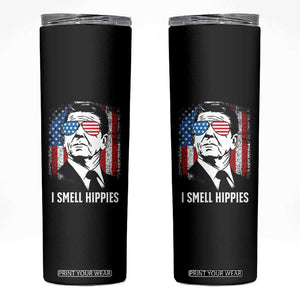 Ronald Reagan 4th of July America Flag Skinny Tumbler I Smell Hippies TS14 Black Print Your Wear
