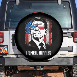 Ronald Reagan 4th of July America Flag Spare Tire Cover I Smell Hippies TS14 No hole Black Print Your Wear