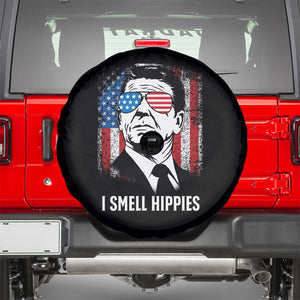 Ronald Reagan 4th of July America Flag Spare Tire Cover I Smell Hippies TS14 Black Print Your Wear