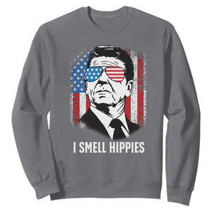 Ronald Reagan 4th of July America Flag Sweatshirt I Smell Hippies TS14 Charcoal Print Your Wear