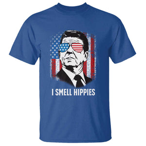 Ronald Reagan 4th of July America Flag T Shirt I Smell Hippies TS14 Royal Blue Print Your Wear