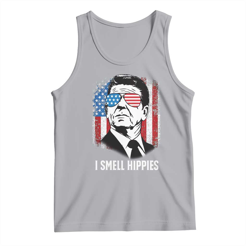 Ronald Reagan 4th of July America Flag Tank Top I Smell Hippies TS14 Athletic Heather Print Your Wear