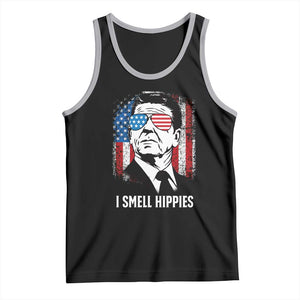 Ronald Reagan 4th of July America Flag Tank Top I Smell Hippies TS14 Black Athletic Heather Print Your Wear