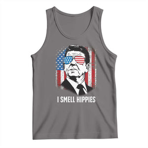 Ronald Reagan 4th of July America Flag Tank Top I Smell Hippies TS14 Deep Heather Print Your Wear