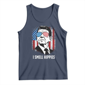 Ronald Reagan 4th of July America Flag Tank Top I Smell Hippies TS14 Navy Print Your Wear
