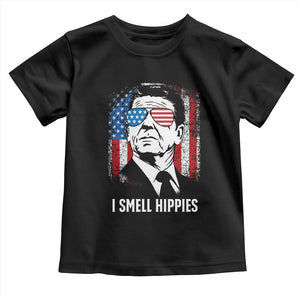Ronald Reagan 4th of July America Flag Toddler T Shirt I Smell Hippies TS14 Black Print Your Wear