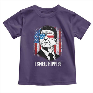 Ronald Reagan 4th of July America Flag Toddler T Shirt I Smell Hippies TS14 Purple Print Your Wear