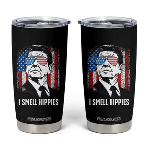 Ronald Reagan 4th of July America Flag Tumbler Cup I Smell Hippies TS14 Black Print Your Wear