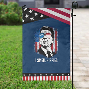 Ronald Reagan 4th of July America Flag Garden Flag I Smell Hippies TS14 Classic Blue Black Print Your Wear