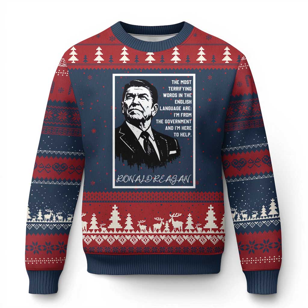 Ronald Reagan Quote Ugly Christmas Sweater American Flag US President TS14 Navy Red Print Your Wear