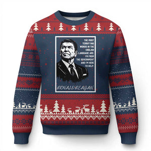 Ronald Reagan Quote Ugly Christmas Sweater American Flag US President TS14 Navy Red Print Your Wear