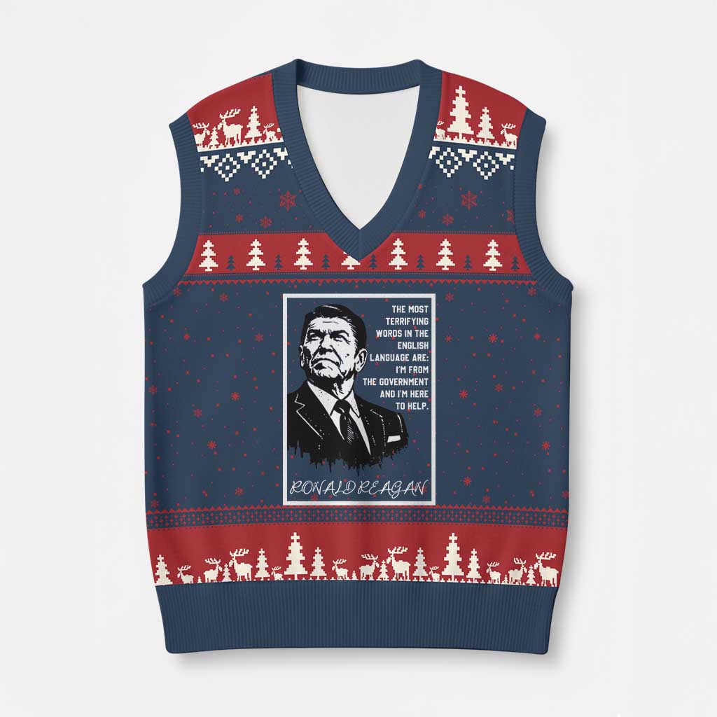 Ronald Reagan Quote V-Neck Knit Sweater Vest American Flag US President TS14 Navy Red Print Your Wear