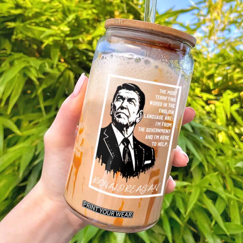 Ronald Reagan Quote Glass Can American Flag US President TS14 Black Print Your Wear