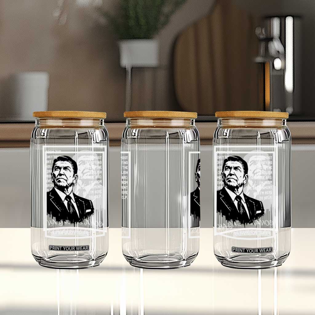 Ronald Reagan Quote Glass Can American Flag US President TS14 Print Your Wear