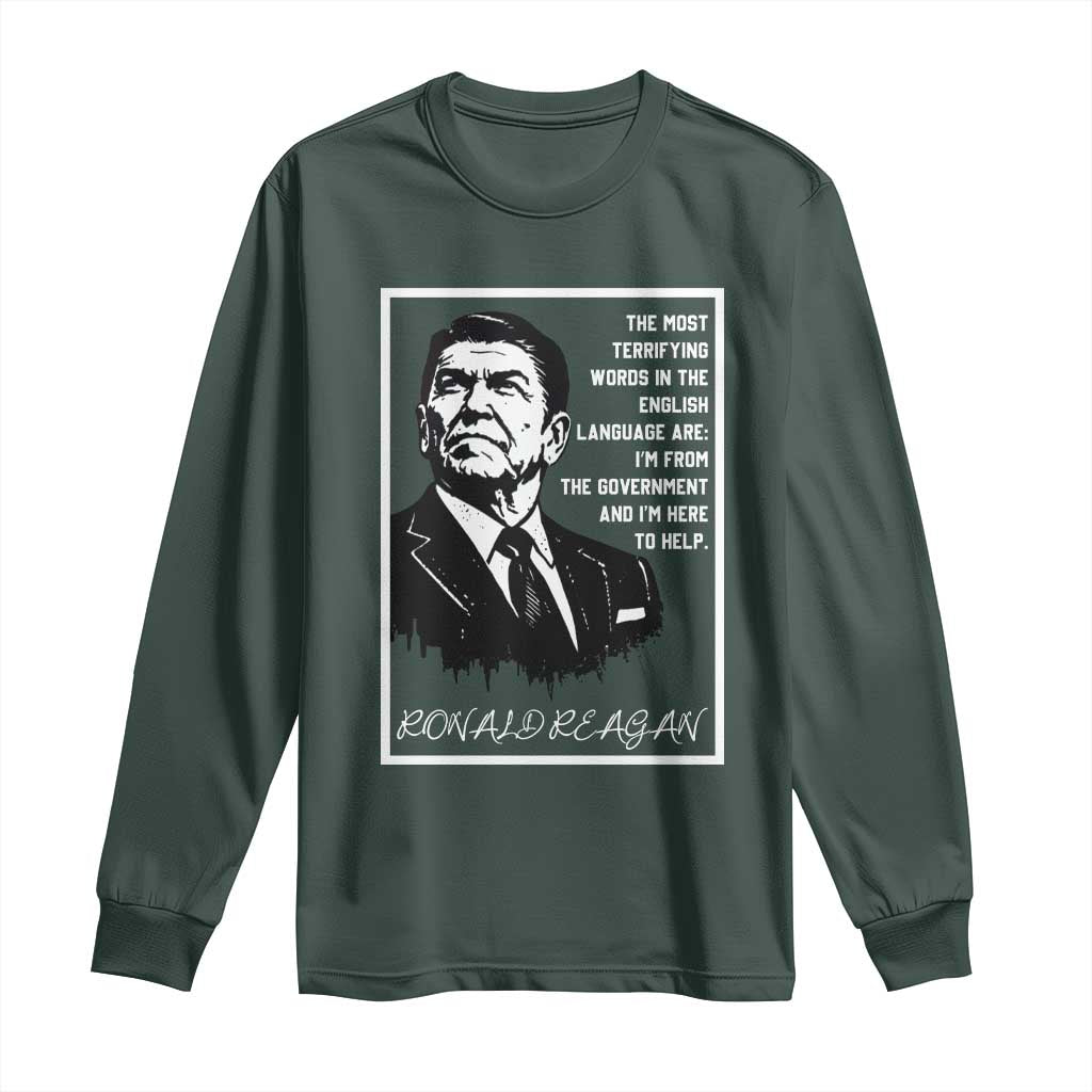 Ronald Reagan Quote Long Sleeve Shirt American Flag US President TS14 Dark Forest Green Print Your Wear