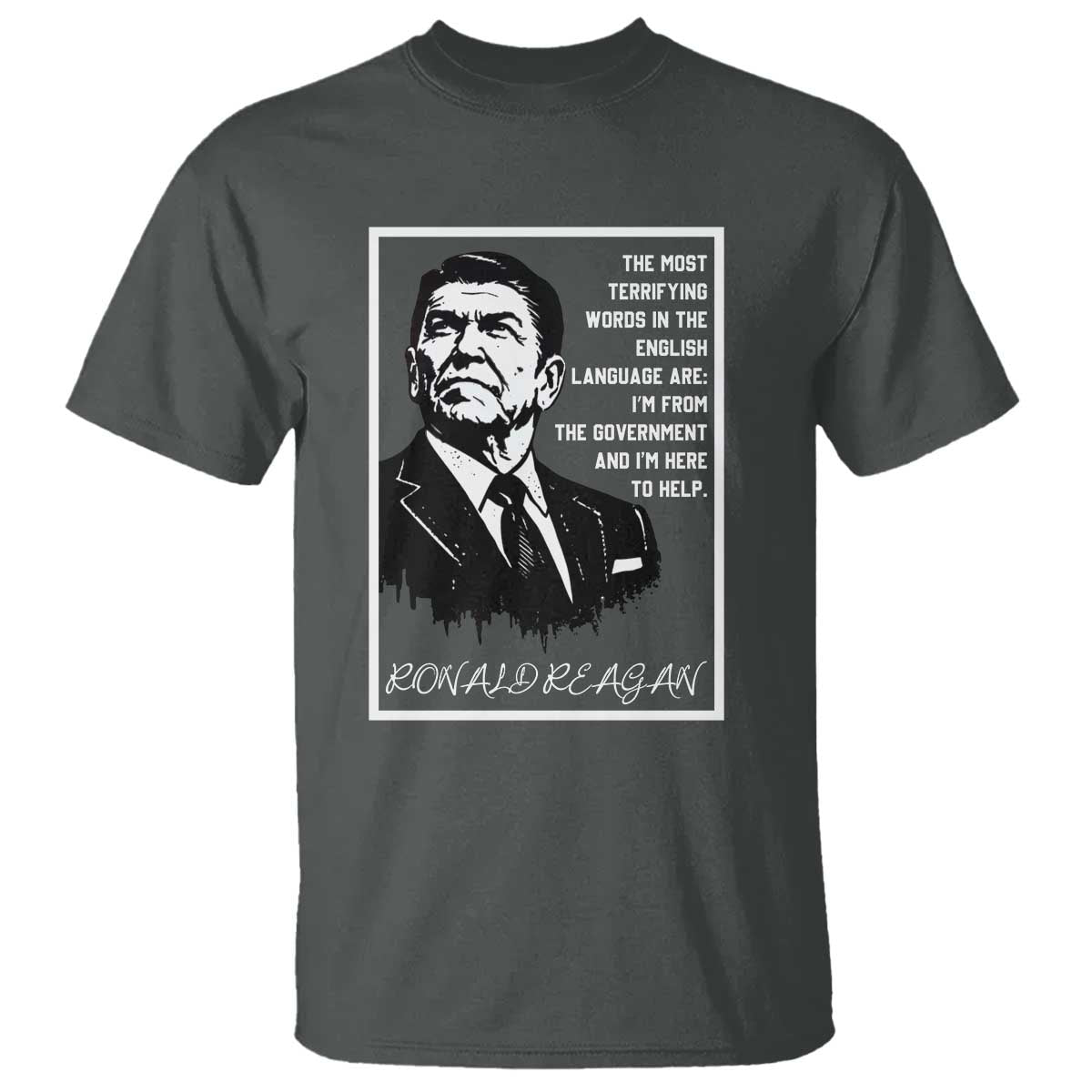 Ronald Reagan Quote T Shirt American Flag US President TS14 Dark Heather Print Your Wear