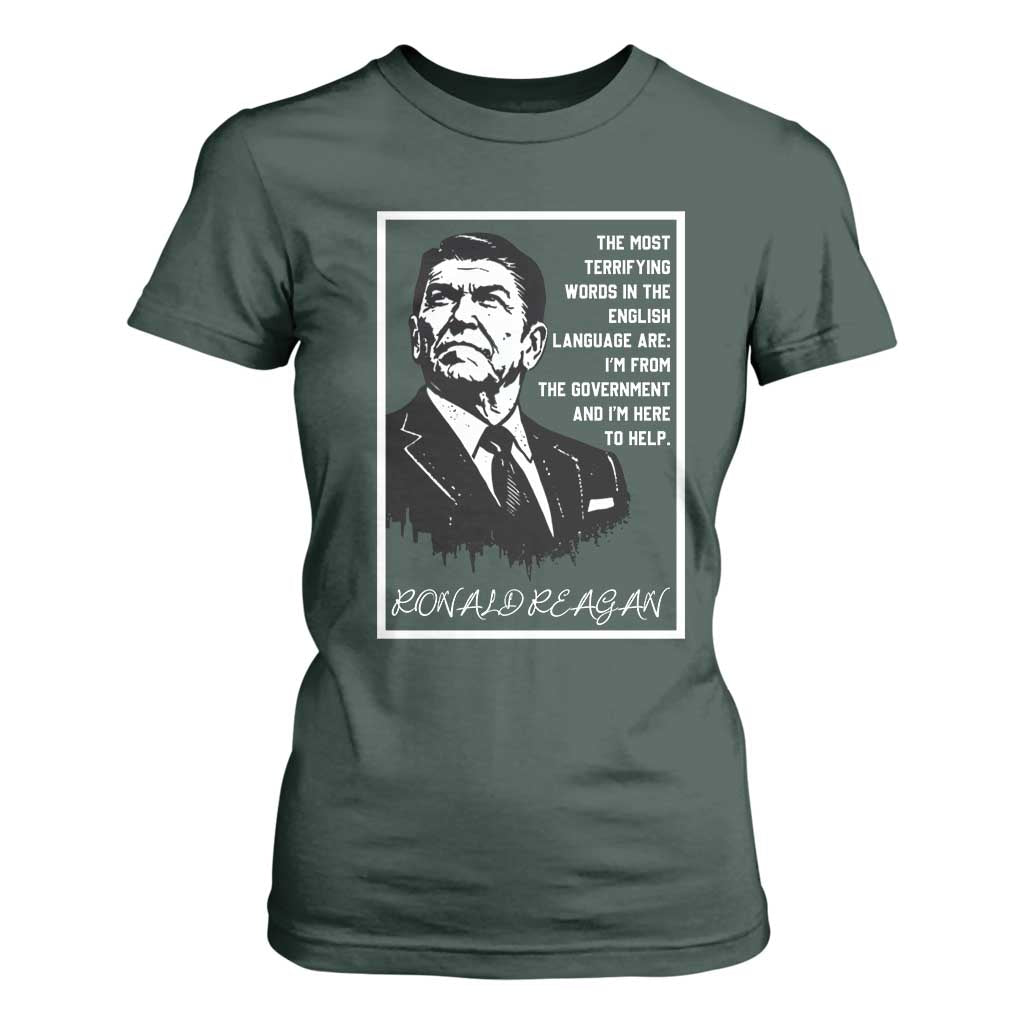 Ronald Reagan Quote T Shirt For Women American Flag US President TS14 Dark Forest Green Print Your Wear