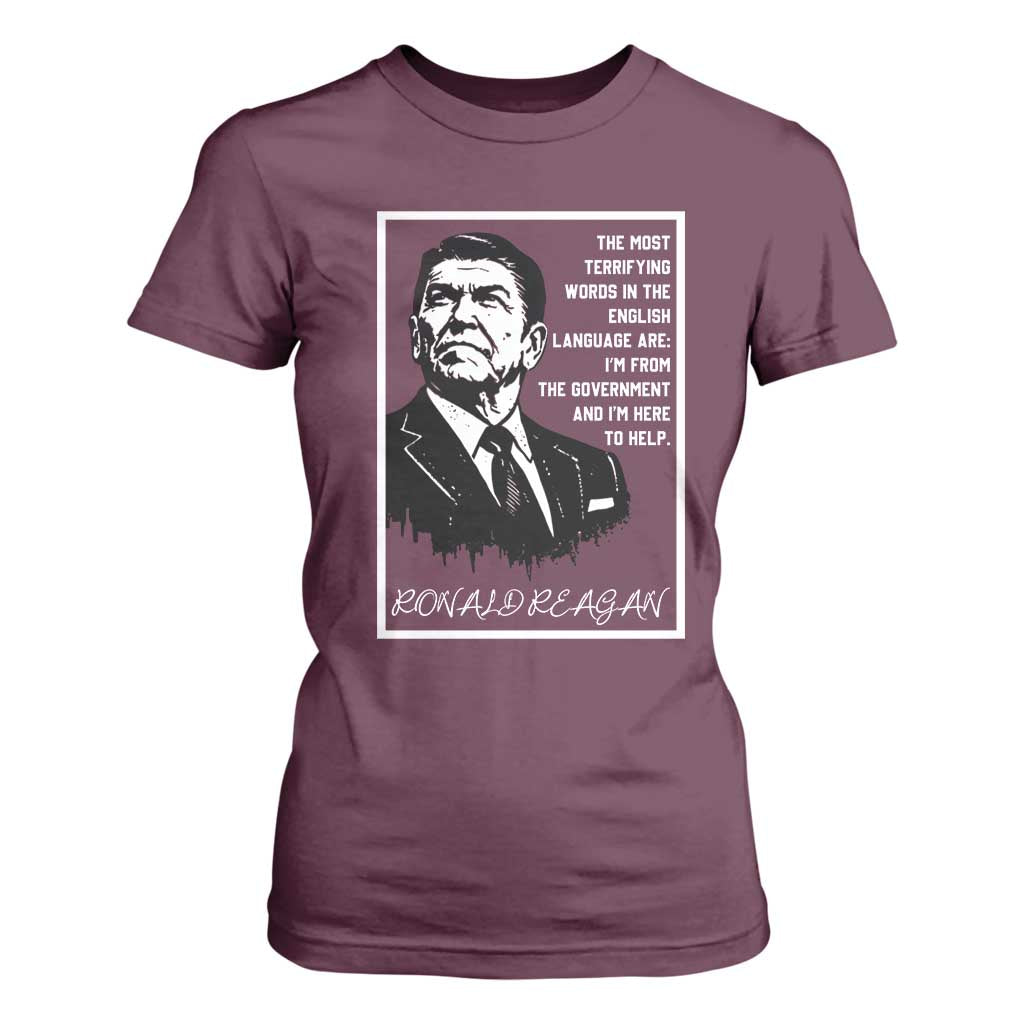 Ronald Reagan Quote T Shirt For Women American Flag US President TS14 Maroon Print Your Wear