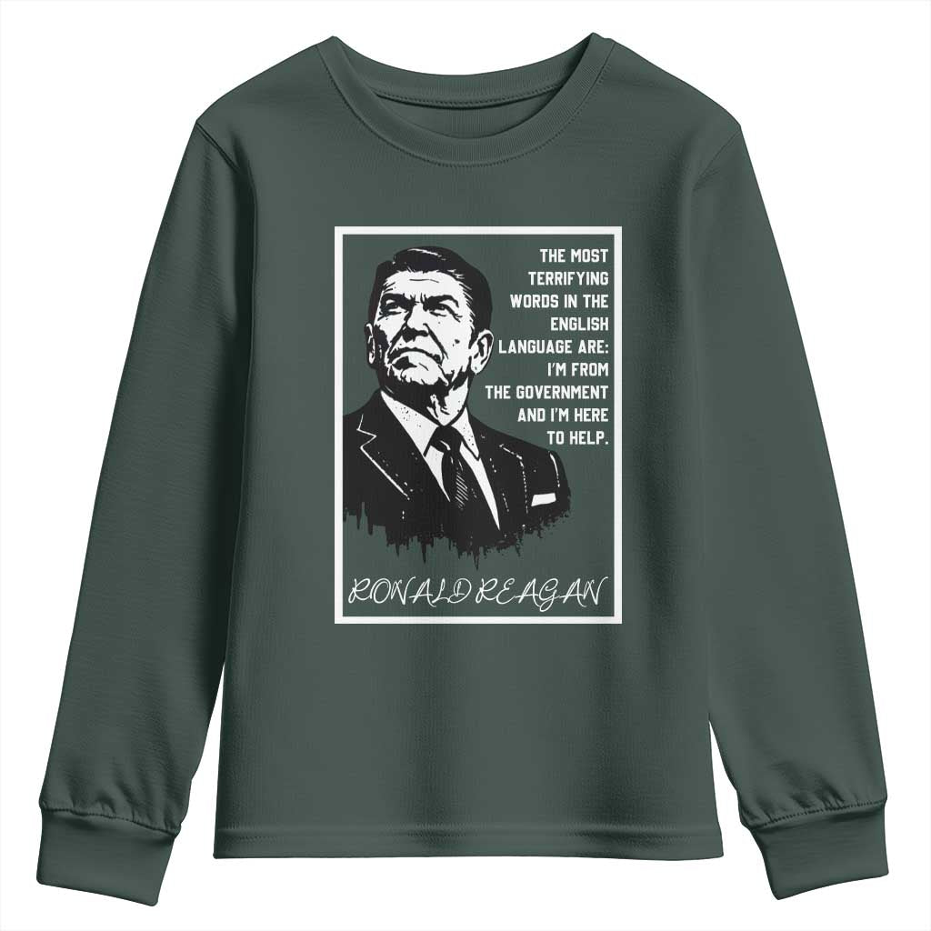Ronald Reagan Quote Youth Sweatshirt American Flag US President TS14 Dark Forest Green Print Your Wear