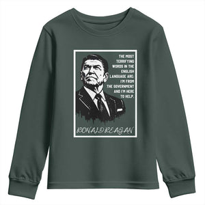 Ronald Reagan Quote Youth Sweatshirt American Flag US President TS14 Dark Forest Green Print Your Wear