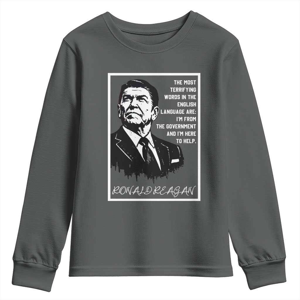 Ronald Reagan Quote Youth Sweatshirt American Flag US President TS14 Dark Heather Print Your Wear