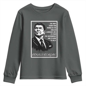 Ronald Reagan Quote Youth Sweatshirt American Flag US President TS14 Dark Heather Print Your Wear