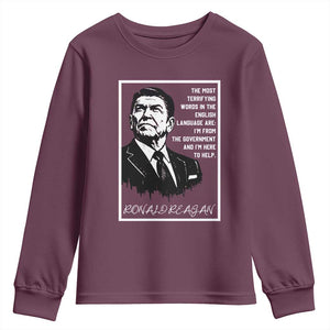 Ronald Reagan Quote Youth Sweatshirt American Flag US President TS14 Maroon Print Your Wear
