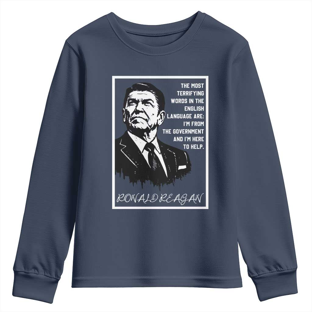 Ronald Reagan Quote Youth Sweatshirt American Flag US President TS14 Navy Print Your Wear