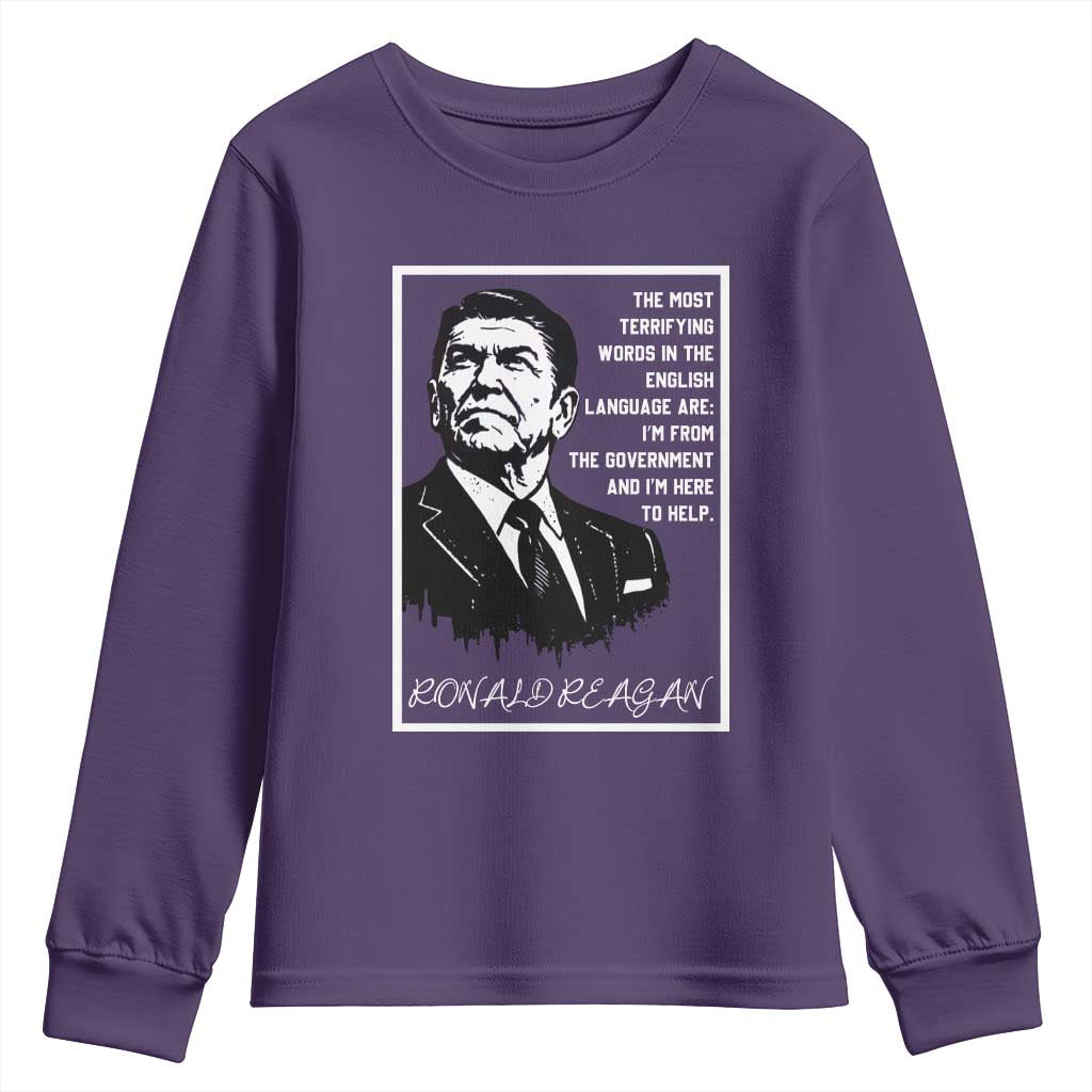 Ronald Reagan Quote Youth Sweatshirt American Flag US President TS14 Purple Print Your Wear