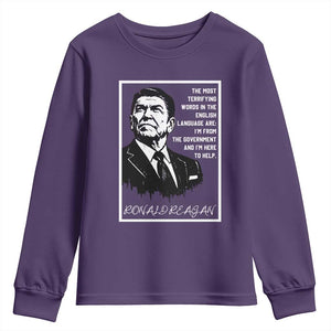 Ronald Reagan Quote Youth Sweatshirt American Flag US President TS14 Purple Print Your Wear