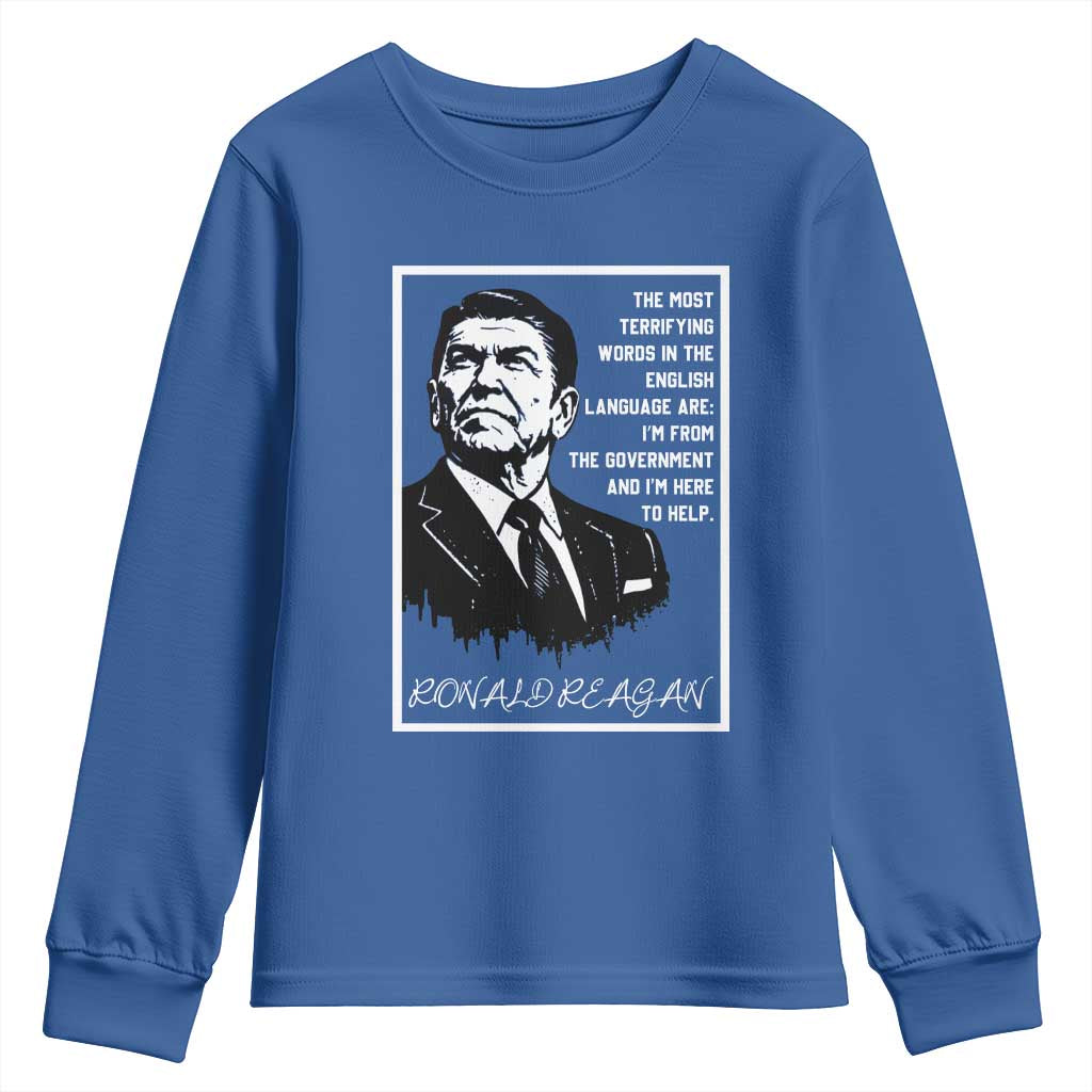 Ronald Reagan Quote Youth Sweatshirt American Flag US President TS14 Royal Blue Print Your Wear