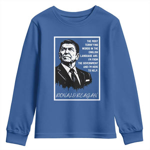 Ronald Reagan Quote Youth Sweatshirt American Flag US President TS14 Royal Blue Print Your Wear