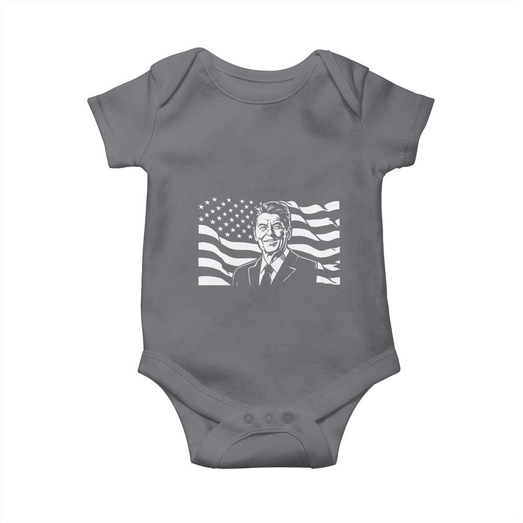 Ronald Reagan America Flag US President Baby Onesie TS14 Charcoal Print Your Wear