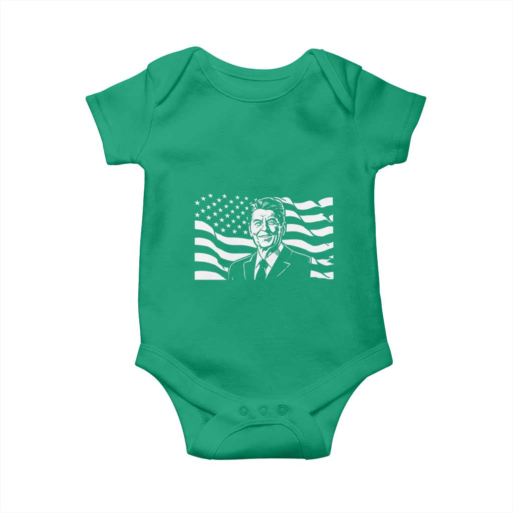 Ronald Reagan America Flag US President Baby Onesie TS14 Irish Green Print Your Wear