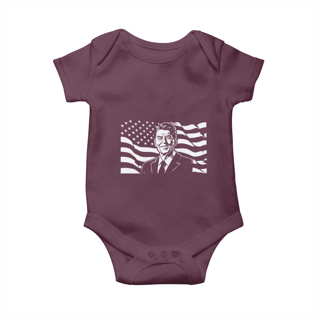 Ronald Reagan America Flag US President Baby Onesie TS14 Maroon Print Your Wear