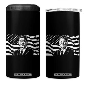 Ronald Reagan America Flag US President 4 in 1 Can Cooler Tumbler TS14 One Size: 16 oz Black Print Your Wear
