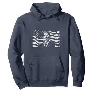 Ronald Reagan America Flag US President Hoodie TS14 Navy Print Your Wear