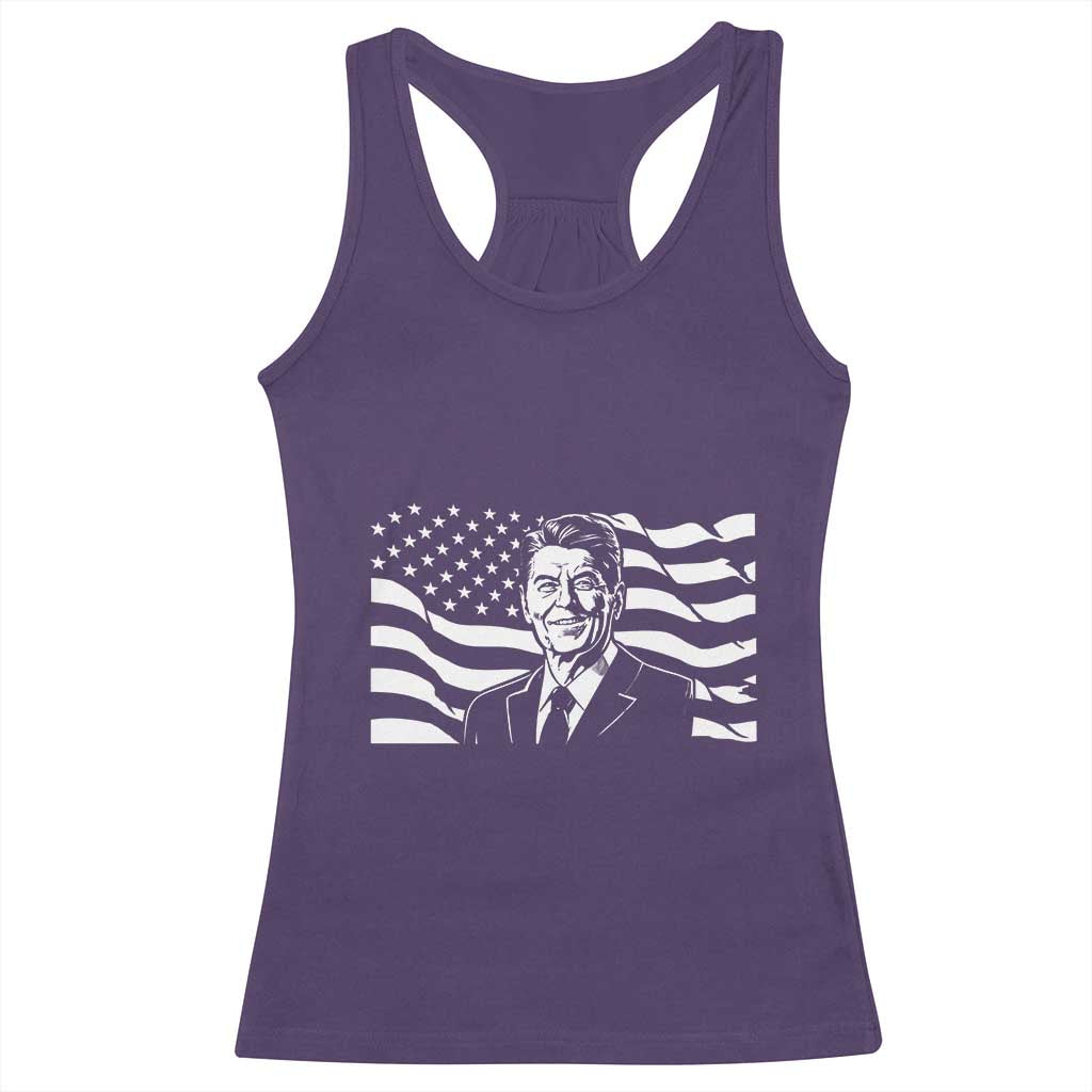 Ronald Reagan America Flag US President Racerback Tank Top TS14 Purple Print Your Wear