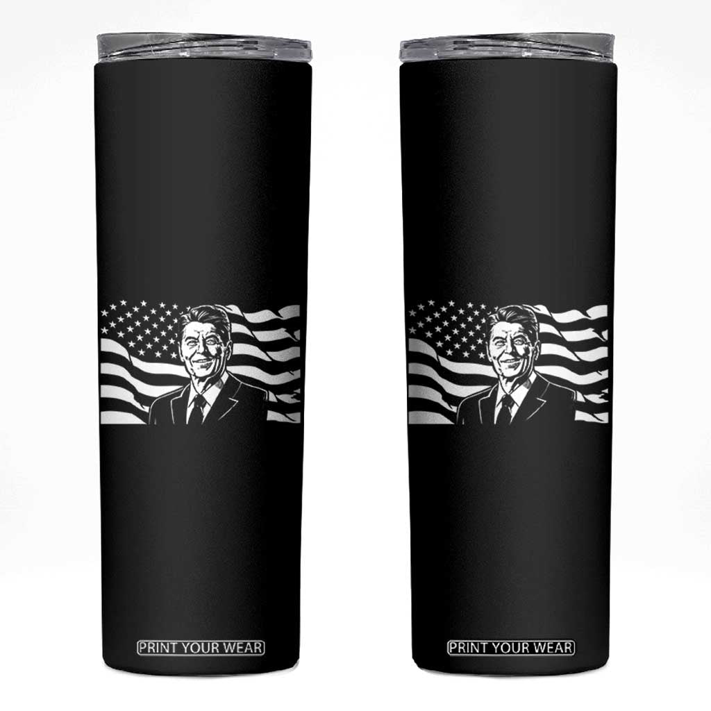 Ronald Reagan America Flag US President Skinny Tumbler TS14 Black Print Your Wear
