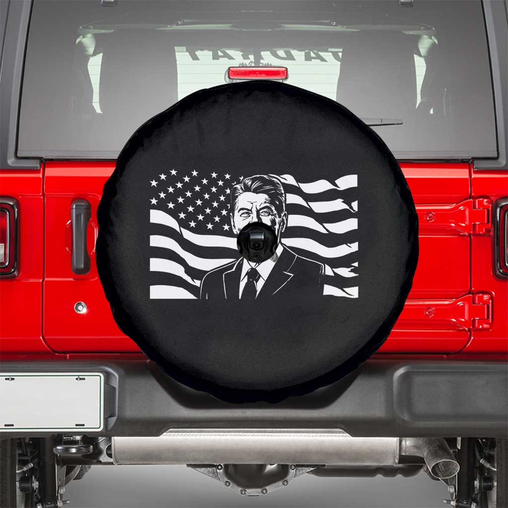 Ronald Reagan America Flag US President Spare Tire Cover TS14 Black Print Your Wear