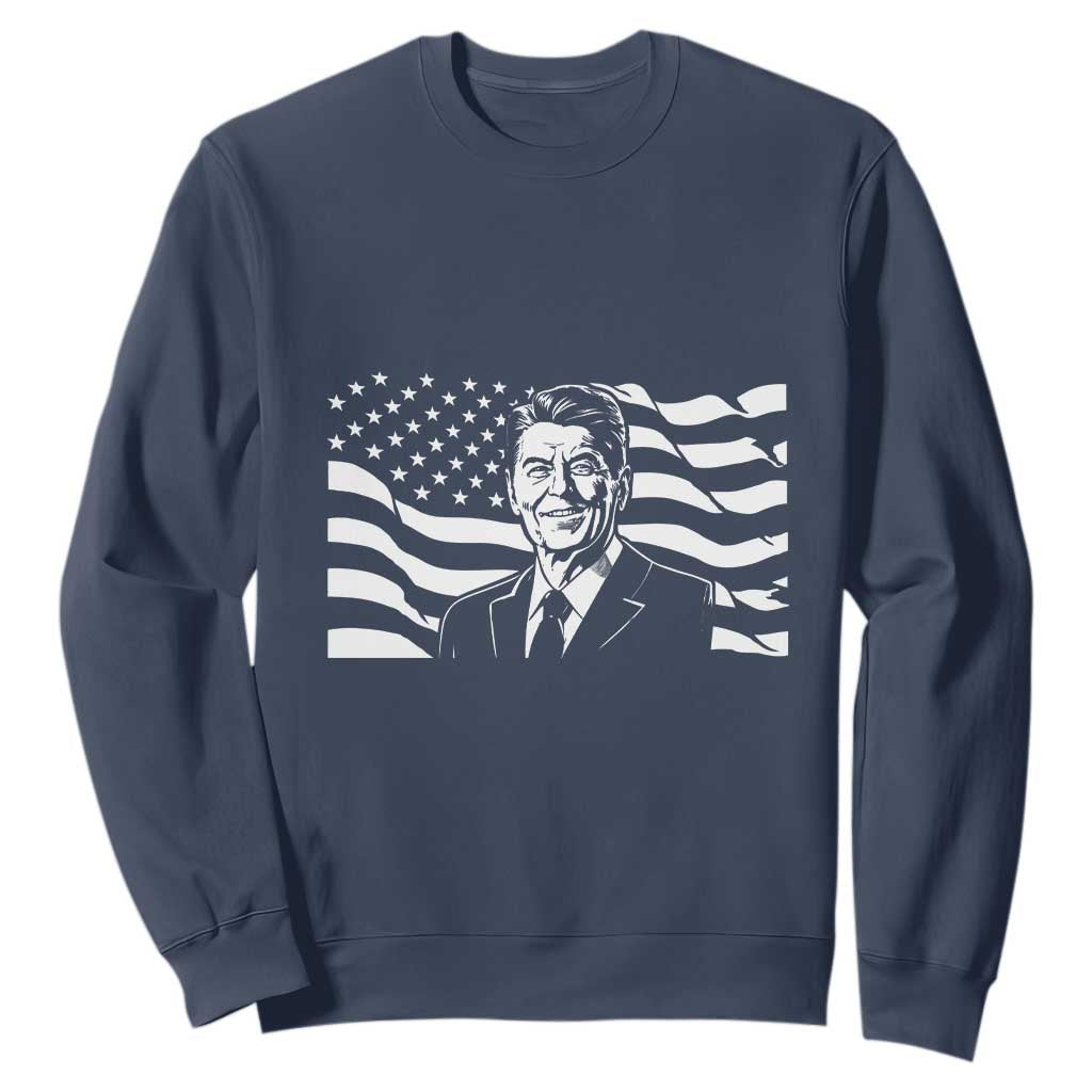 Ronald Reagan America Flag US President Sweatshirt TS14 Navy Print Your Wear