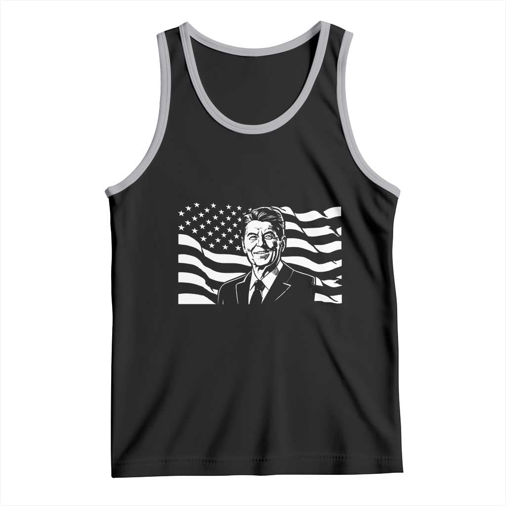 Ronald Reagan America Flag US President Tank Top TS14 Black Athletic Heather Print Your Wear