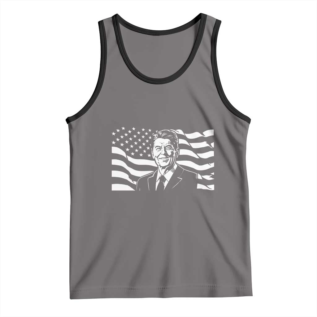 Ronald Reagan America Flag US President Tank Top TS14 Deep Heather Black Print Your Wear