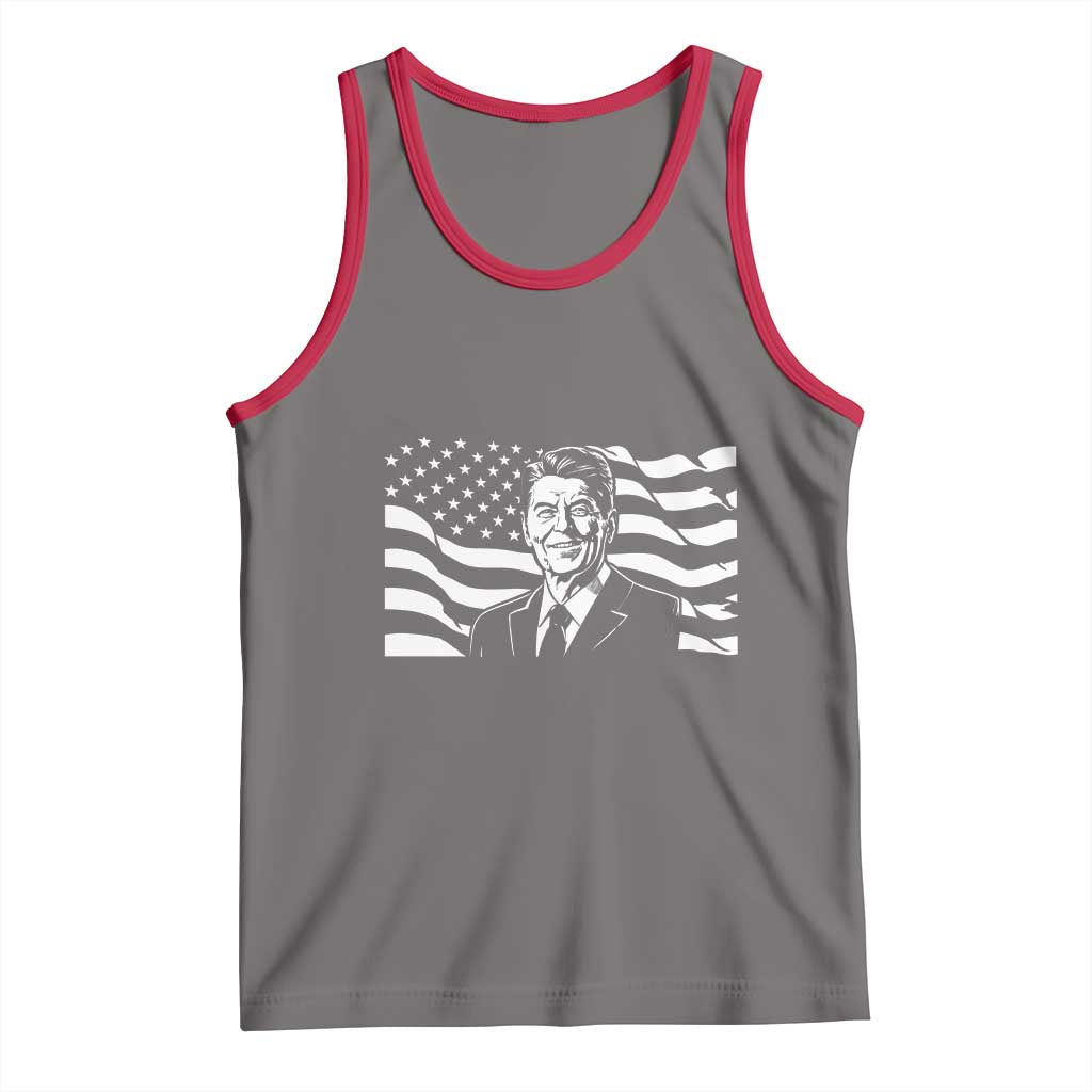 Ronald Reagan America Flag US President Tank Top TS14 Deep Heather Red Print Your Wear