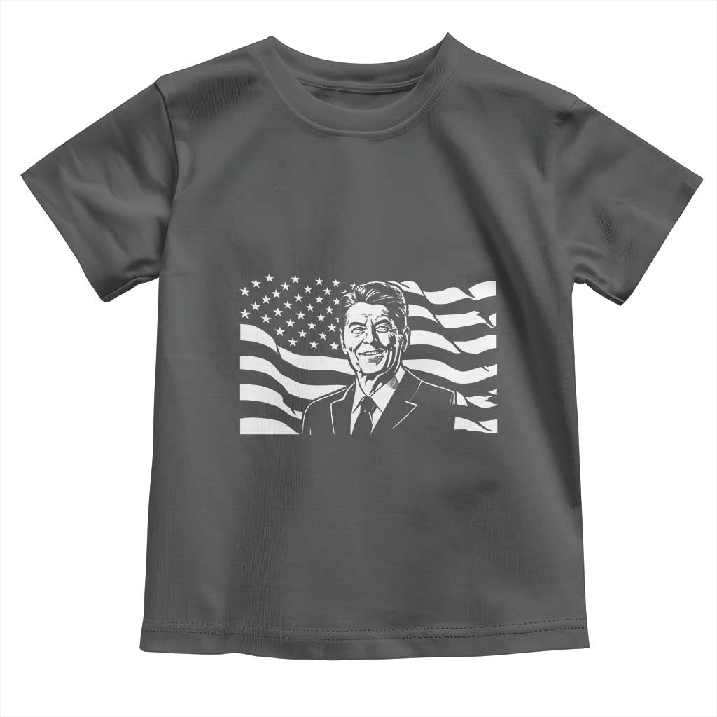 Ronald Reagan America Flag US President Toddler T Shirt TS14 Dark Heather Print Your Wear