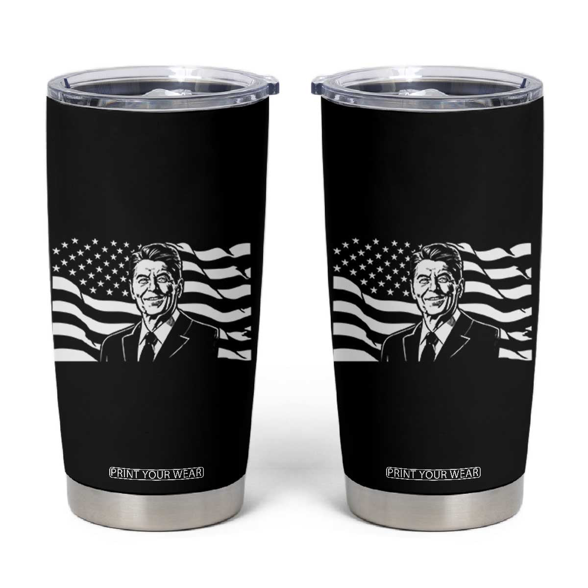 Ronald Reagan America Flag US President Tumbler Cup TS14 Black Print Your Wear