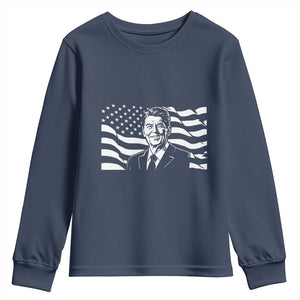 Ronald Reagan America Flag US President Youth Sweatshirt TS14 Navy Print Your Wear